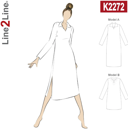 Line2Line snitmønster - K2272 Kaftan med krave og slidser