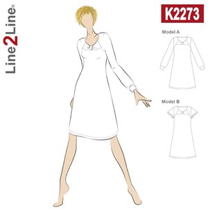 Line2Line snitmønster - K2273 Kjole med knudeeffekt og vidde