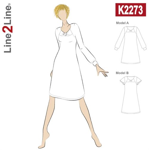 Line2Line snitmønster - K2273 Kjole med knudeeffekt og vidde