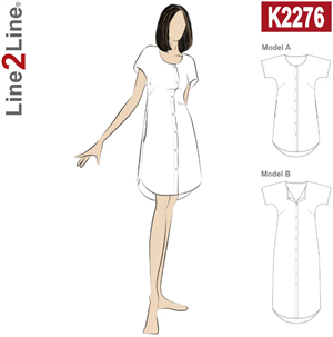 Line2Line snitmønster - K2276 Kjole med knaplukning og lommer