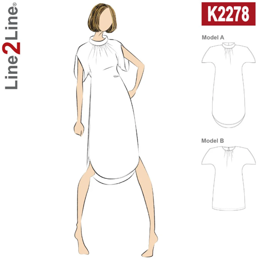 Line2Line snitmønster - K2277 Kjole med wienerlæg og V-hals
