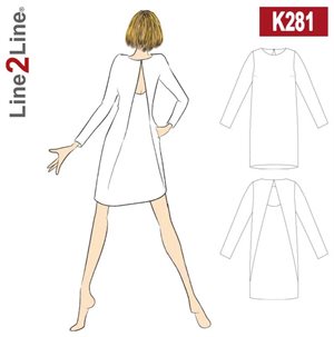 Line2Line snitmønster - K281 Kjole med læg og hul i ryggen