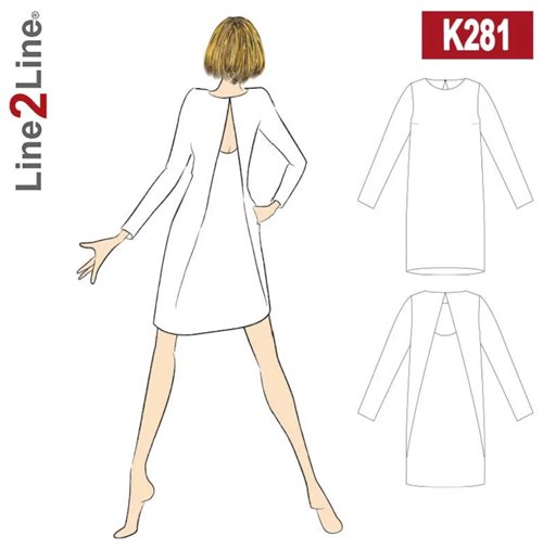 Line2Line snitmønster - K281 Kjole med læg og hul i ryggen