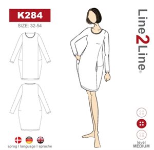 Line2Line snitmønster -  K284 Kjole med ballonfacon og lommer