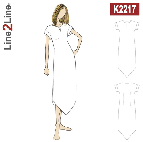 Line2Line snitmønster - K2217 Kjole med slids og spidser