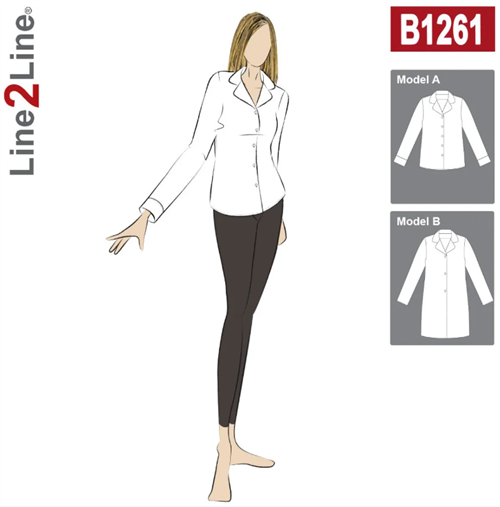 Line2Line snitmønster - B1261 Skjorte med revers og manchetter