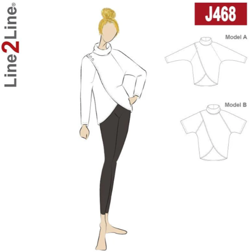 Line2Line snitmønster - J468 Cape med flagermus ærmer