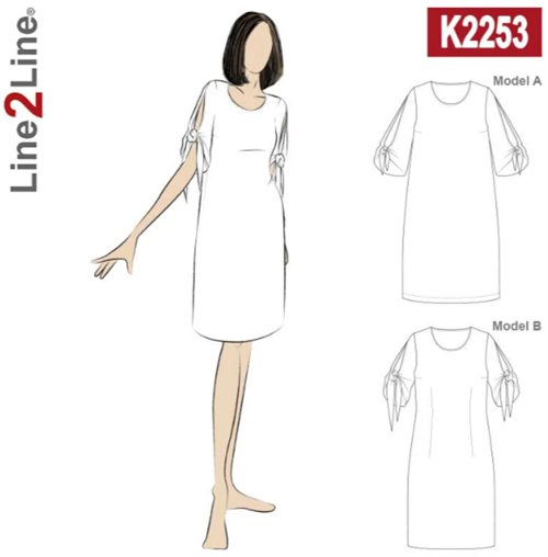 Line2Line snitmønster - K2253 Kjole med bindeærmer