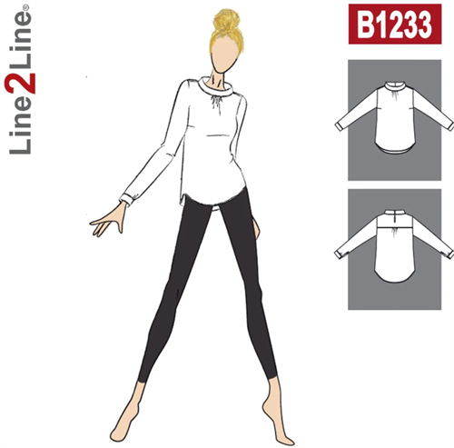 Line2Line snitmønster - B1233 Skjorte med rynker og ståkrave