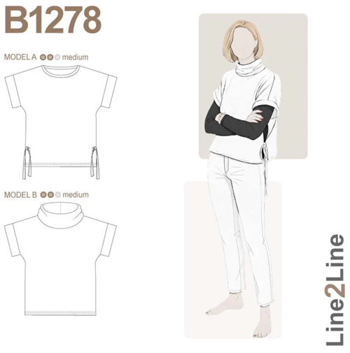 Line2Line snitmønster - B1278 Vest/bluse med bindebånd i siden