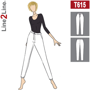 Line2Line snitmønster - T615 Sweatpants med skrålommer