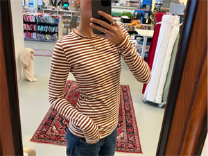 Børstet bomuldsjersey - tawny og offwhite