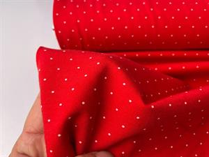 Bomuldsjersey - mini dots på rød bund