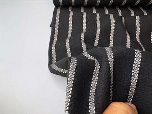 Hør / viscose - sort med garnfarvede striber