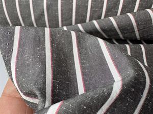 Skjortepoplin - gråsort med fine striber og silke struktur