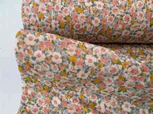 Dobbelt gauze - blomster i blide toner, økologisk