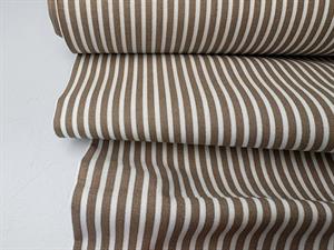 Vævet bomuldspoplin - taupe / hvid stribet