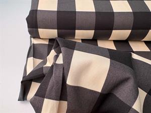 Twillvævet bomuld med stræk - checks onyx / creme
