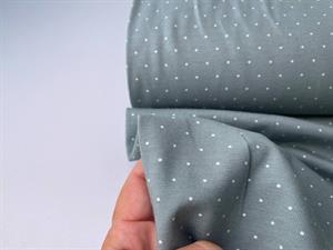 Bomuldsjersey - mini dots på blid søgrøn bund
