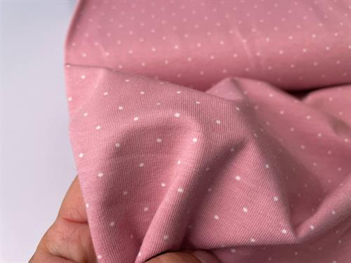Bomuldsjersey - mini dots på lys rosa bund