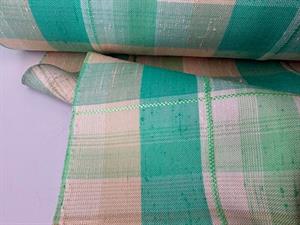 Fastvævet hør / viscose - checks fresh mint