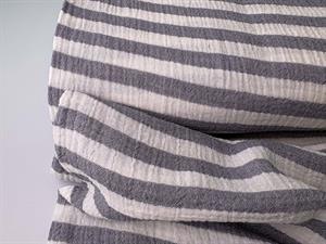 Dobbelt gauze - fine striber i navygrey / offwhite