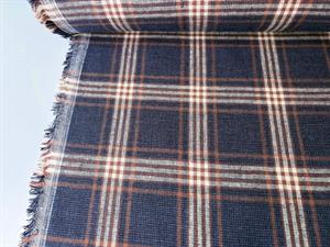 Fastvævet hør - navy checks & caramel
