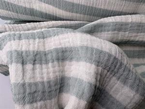 Dobbelt gauze - fine striber i mint / offwhite