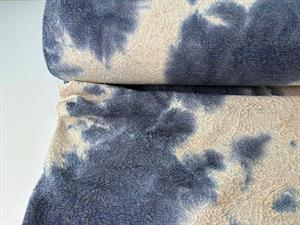 Polyesterjersey - marmoreret look i navy / creme