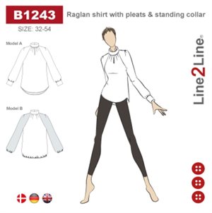 Line2Line snitmønster - B1243 Raglan skjorte med læg og ståkrave