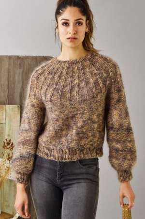 Bella by Permin - sweater med riller og ballonærme i Bella Color og Lamé
