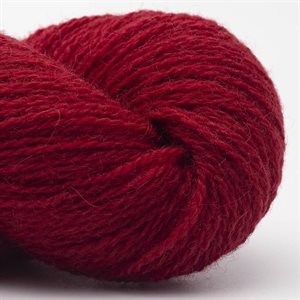 Bio shetland - lækker økologisk uld i dyb rød, 50 g