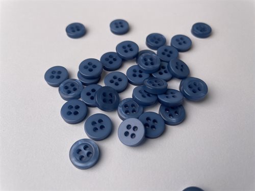 Skjorteknap - klassisk, blank og dueblå, 10 mm