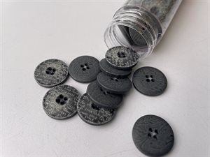 Recycled polyesterknap - granit, marble look med usynlig skrift, 17 mm