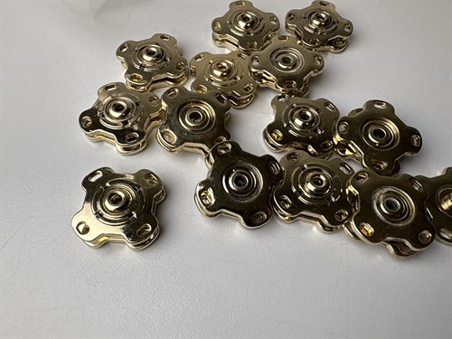 Tryklås - stor lækker trykknap i guld, 20 mm