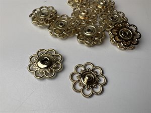 Tryklås - stor lækker trykknap i guld, 28 mm