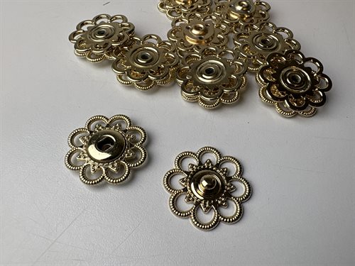 Tryklås - stor lækker trykknap i guld, 28 mm