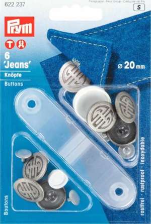 Knapper til jeans - stålgrå, 20 mm