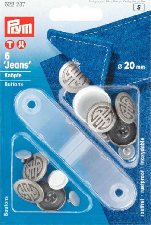 Knapper til jeans stålgrå, 20 mm