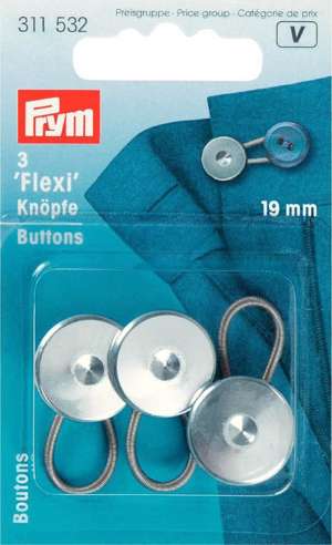 'Flex' knapper med elastik, 19 mm
