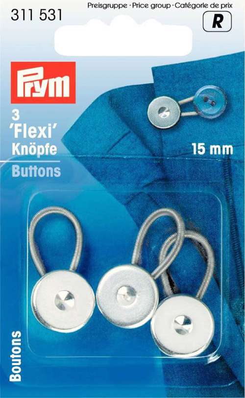 \'Flex\' knapper med elastik, 15 mm