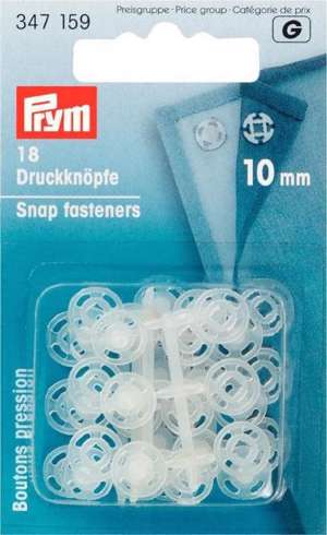 Trykknapper til at sy i - transparent, 10 mm