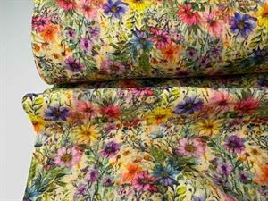 Dobbelt gauze - smukke blomster i intense toner