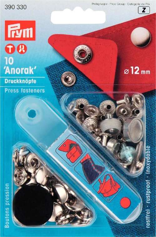 Trykknapper til anorak, 12 mm