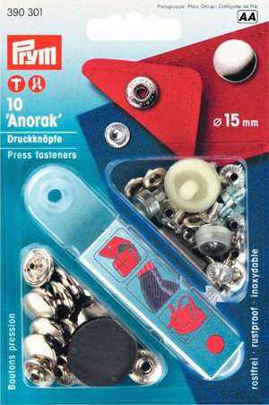 Trykknapper til anorak, 15 mm