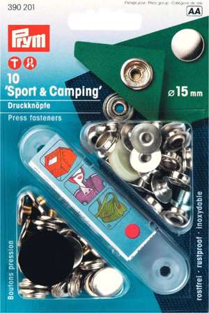 Trykknapper til sport og camping, 15 mm