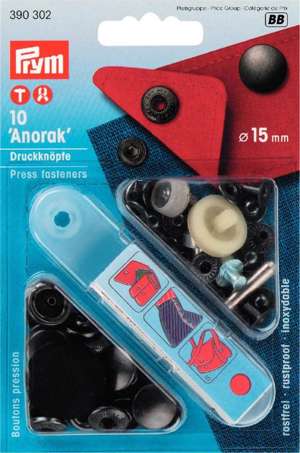 Trykknapper til anorak, 15 mm