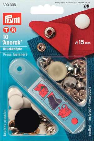 Trykknapper til anorak / jakker mm, 15 mm